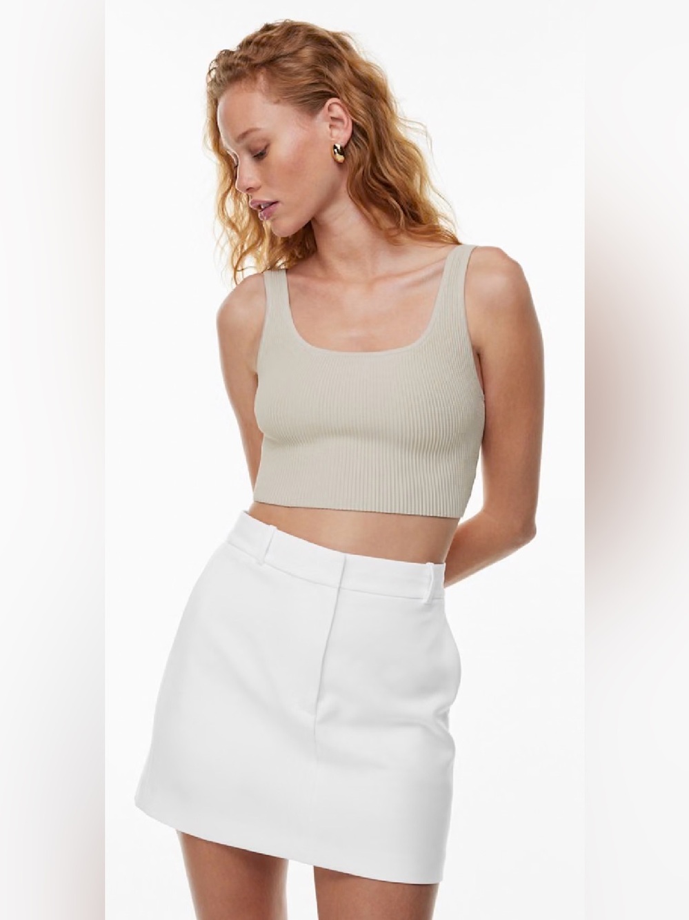 Aritzia Babaton Sculpt Knit Squareneck Cropped Tank